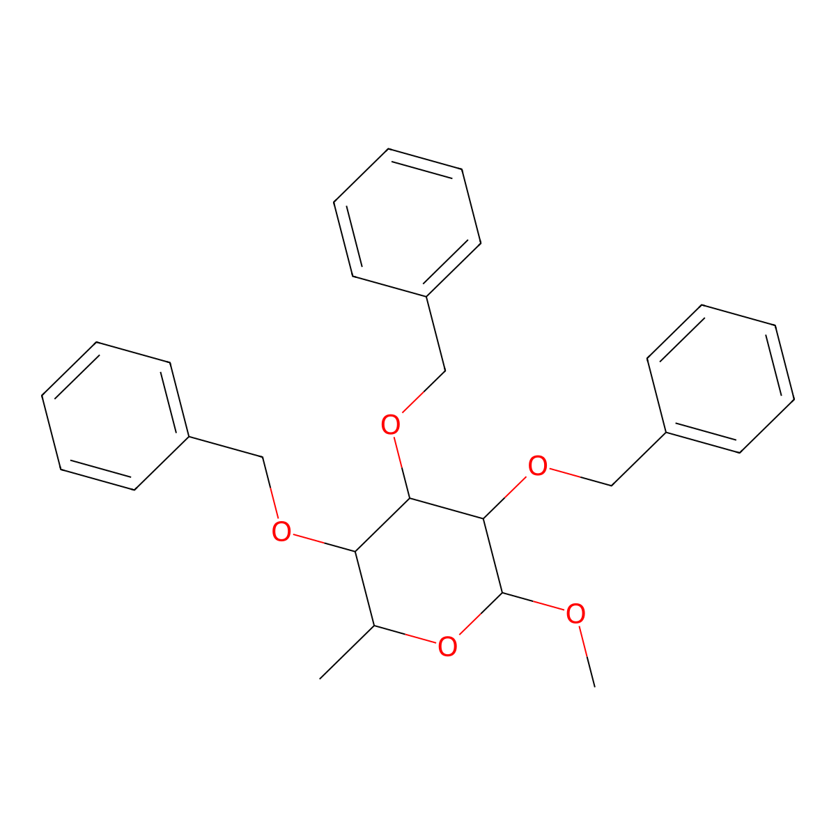 (2S,3S,4R,5R,6S)-2-methoxy-6-methyl-3,4,5-tris(phenylmethoxy)oxane molecular structure, CAS 74841-88-6