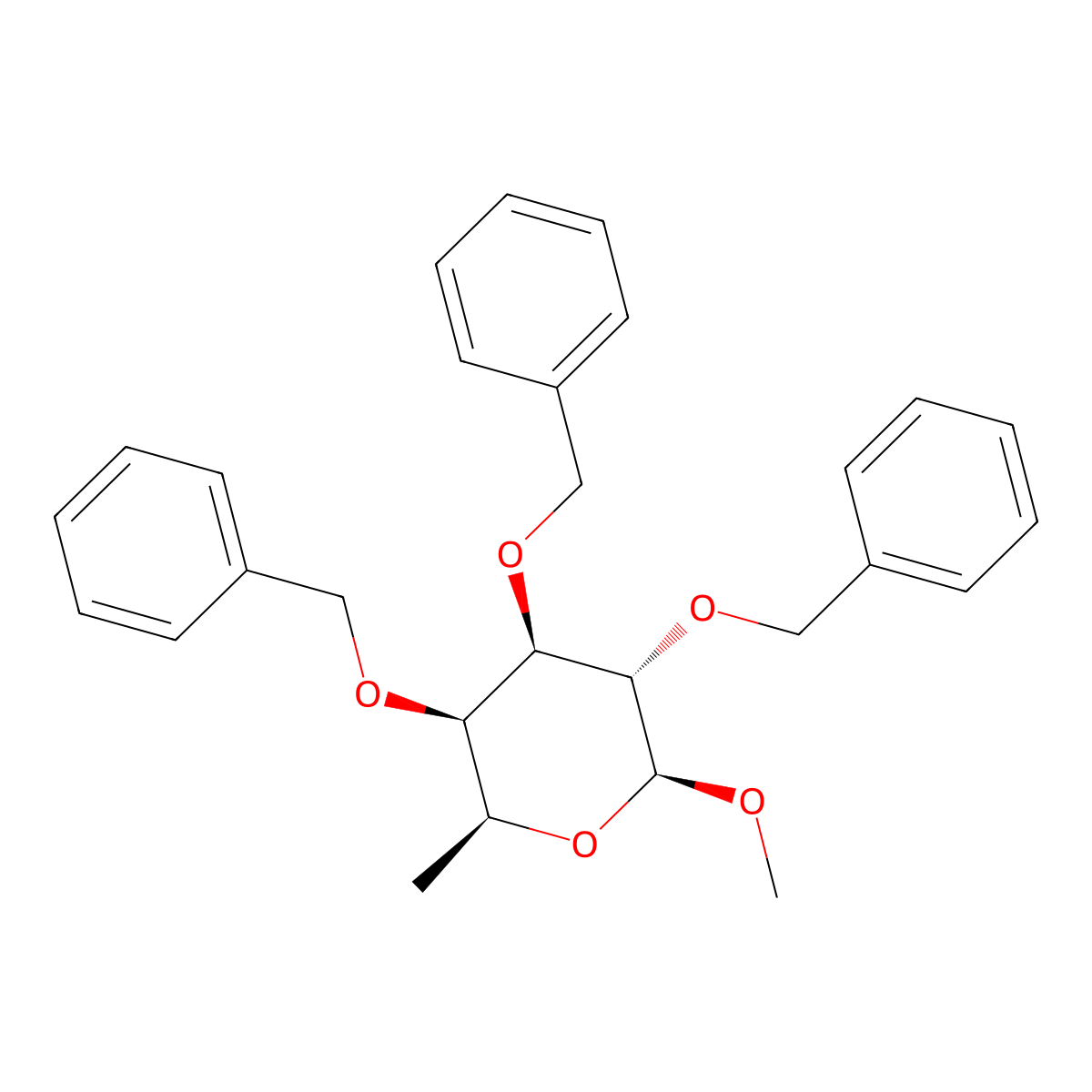 (2S,3S,4R,5R,6S)-2-methoxy-6-methyl-3,4,5-tris(phenylmethoxy)oxane molecular structure, CAS 74841-88-6
