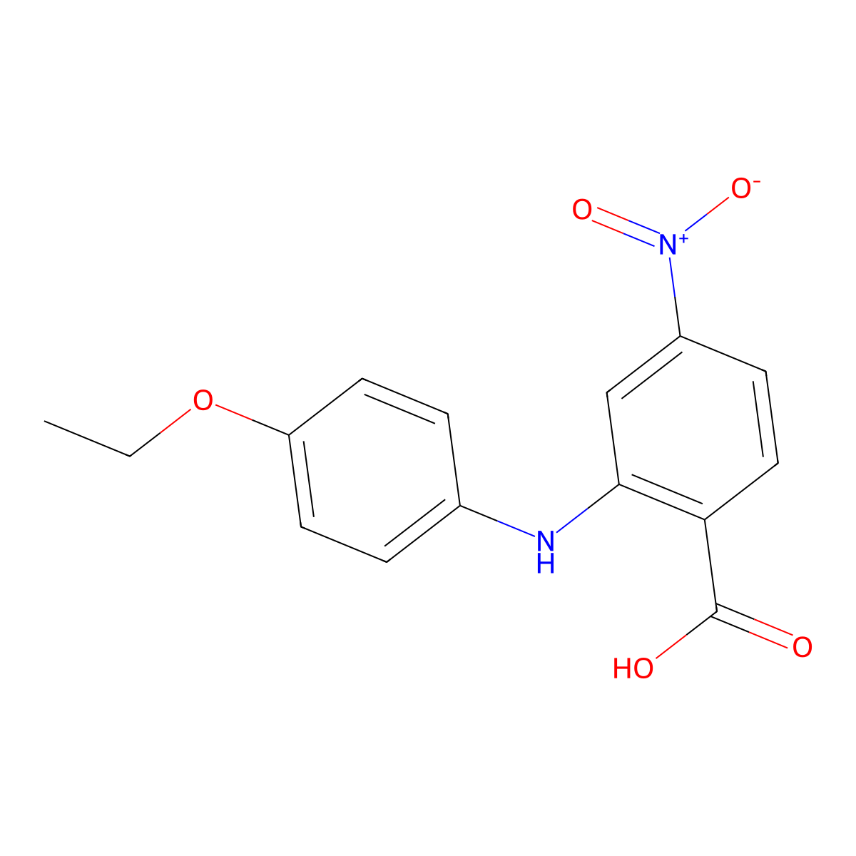 2-((4-Ethoxyphenyl)amino)-4-nitrobenzoic acid molecular structure, CAS 74859-51-1