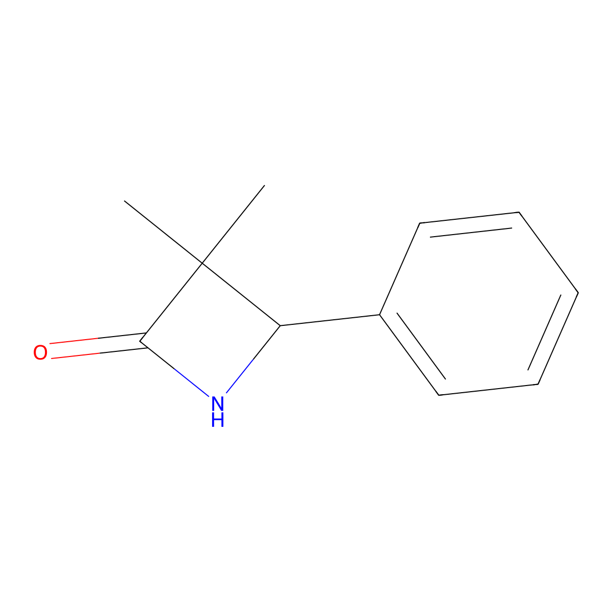 3,3-Dimethyl-4-phenylazetidin-2-one molecular structure, CAS 7486-93-3