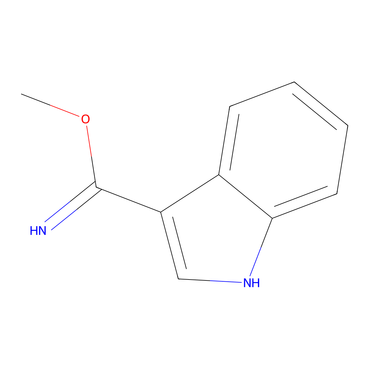 1H-indole-3-carboximidic acid, methyl ester, hydrochloride molecular structure, CAS 74862-27-4