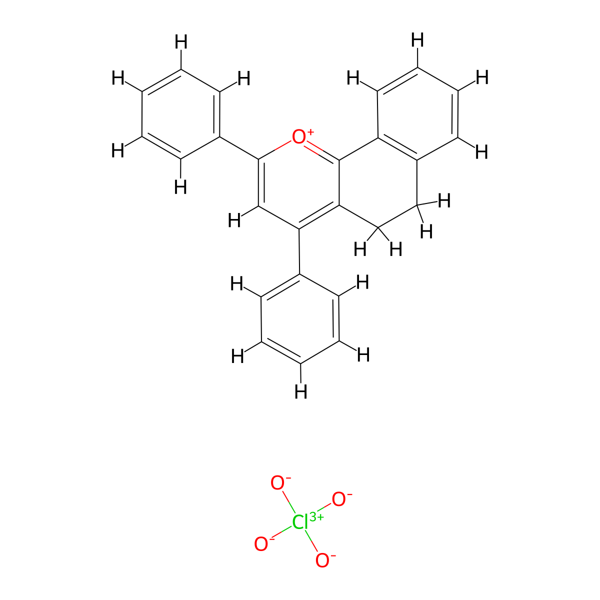 Naphtho[1,2-b]pyrylium, 5,6-dihydro-2,4-diphenyl-, perchlorate molecular structure, CAS 74863-87-9