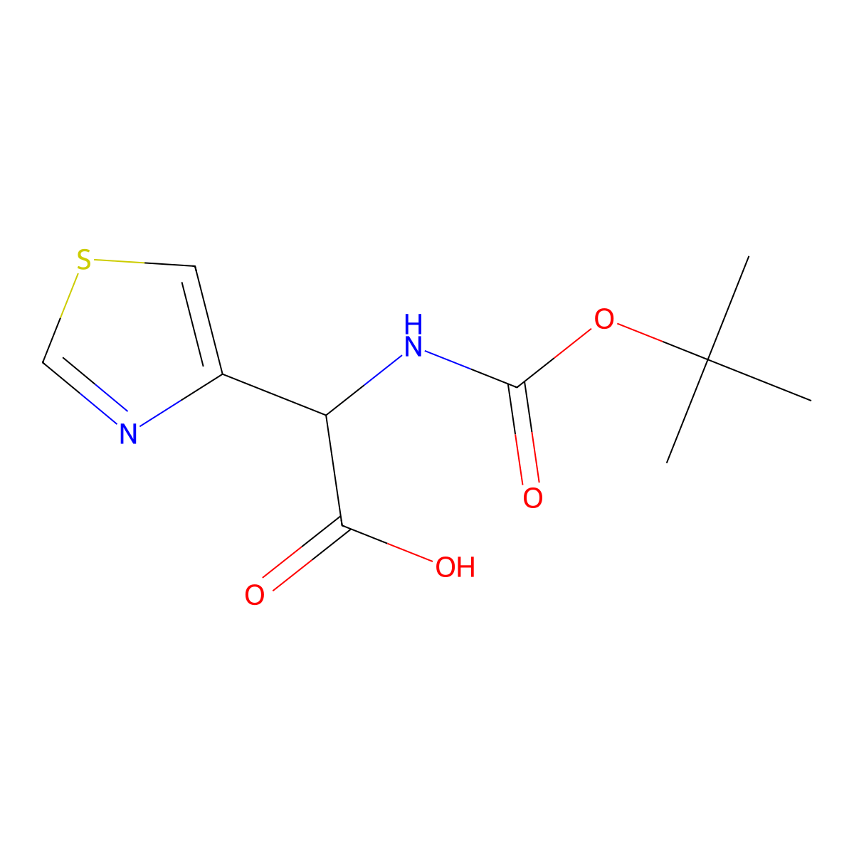 2-{[(Tert-butoxy)carbonyl]amino}-2-(1,3-thiazol-4-yl)acetic acid molecular structure, CAS 74864-32-7