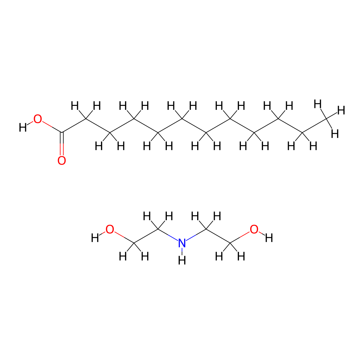 Lauric diethanolamine molecular structure, CAS 7487-79-8