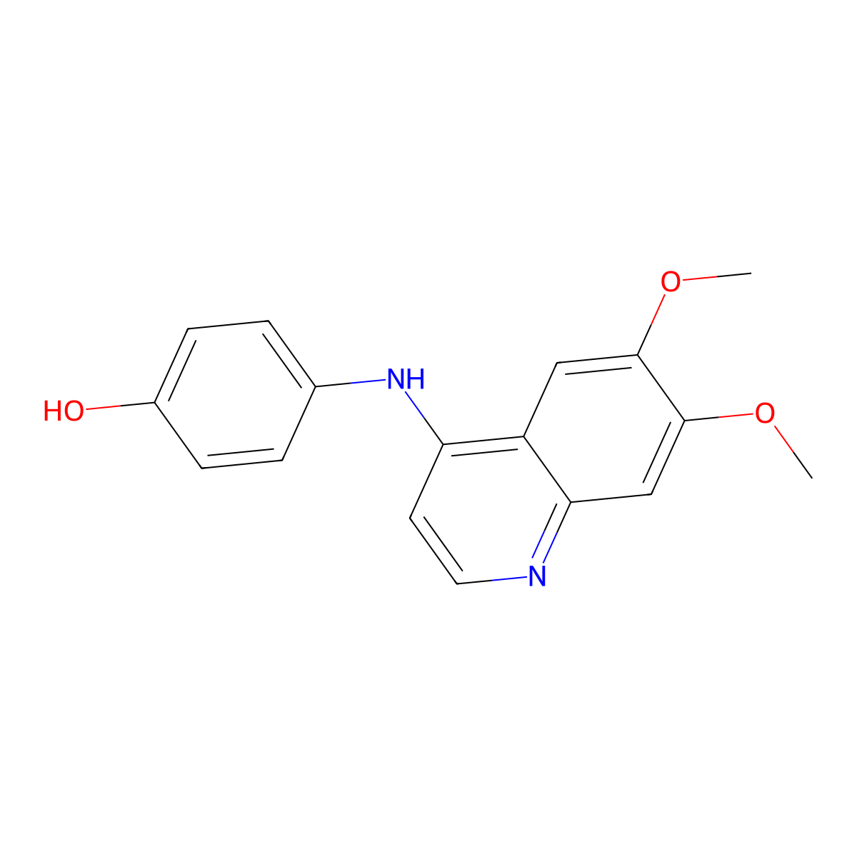 4-((6,7-Dimethoxyquinolin-4-yl)amino)phenol molecular structure, CAS 748707-58-6