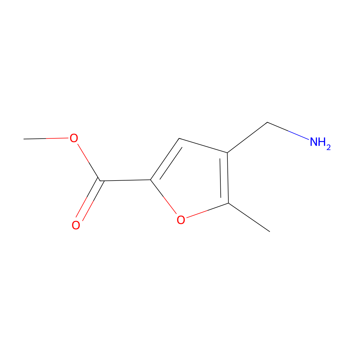 Methyl 4-(aminomethyl)-5-methylfuran-2-carboxylate molecular structure, CAS 748707-63-3