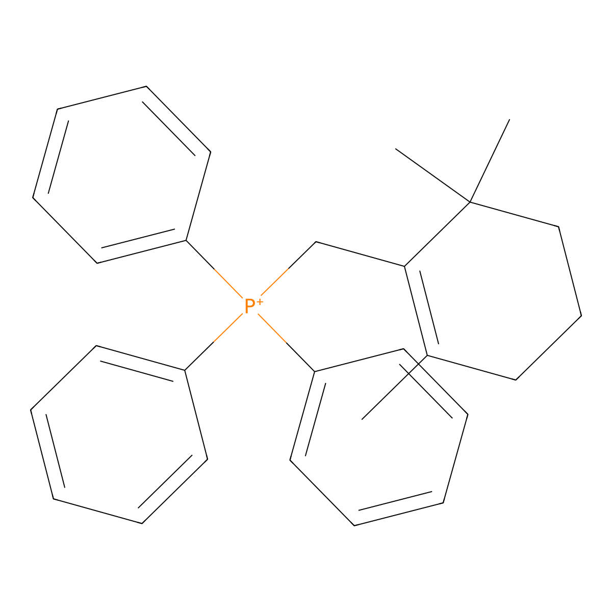 Triphenyl((2,6,6-trimethylcyclohex-1-en-1-yl)methyl)phosphonium molecular structure, CAS 748712-15-4