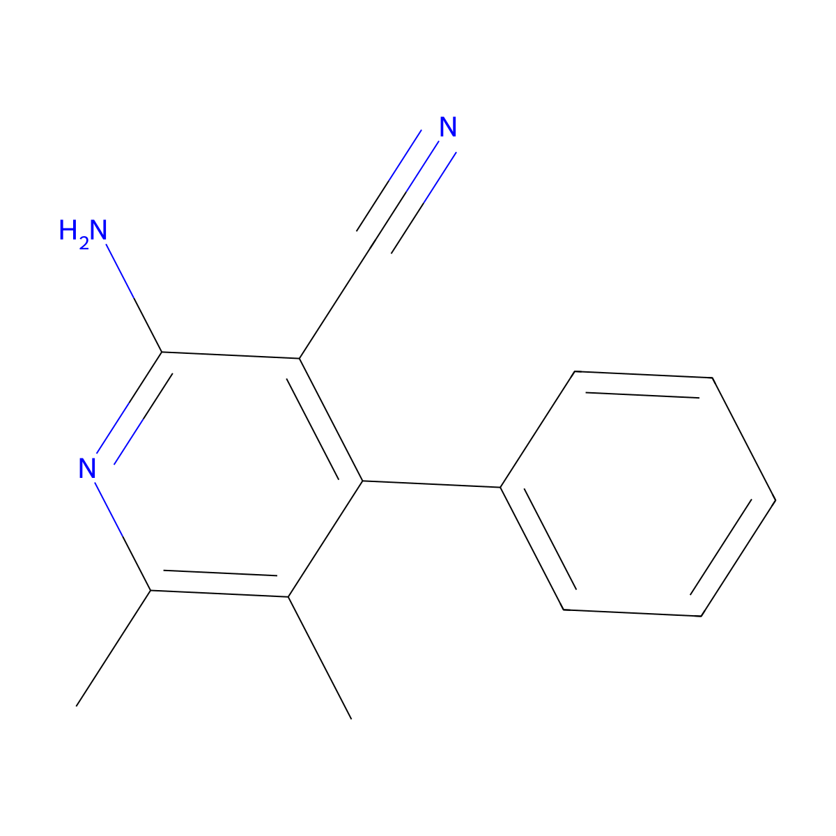 2-Amino-5,6-dimethyl-4-phenylnicotinonitrile molecular structure, CAS 74873-37-3