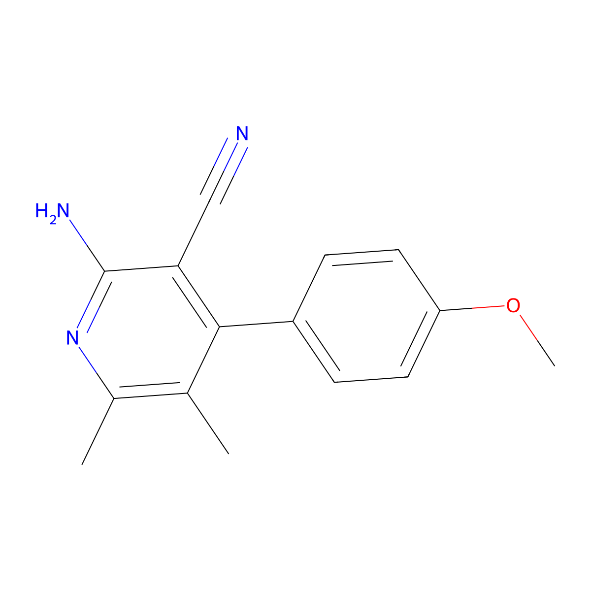 2-Amino-4-(4-methoxyphenyl)-5,6-dimethylnicotinonitrile molecular structure, CAS 74873-39-5