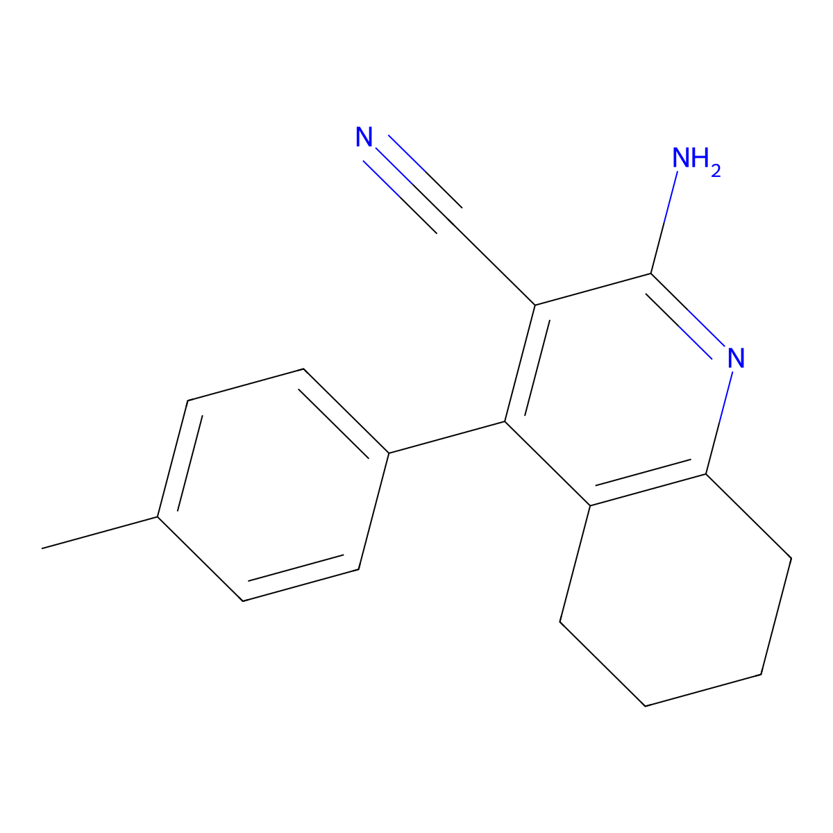 2-Amino-4-(4-methylphenyl)-5,6,7,8-tetrahydroquinoline-3-carbonitrile molecular structure, CAS 74873-43-1