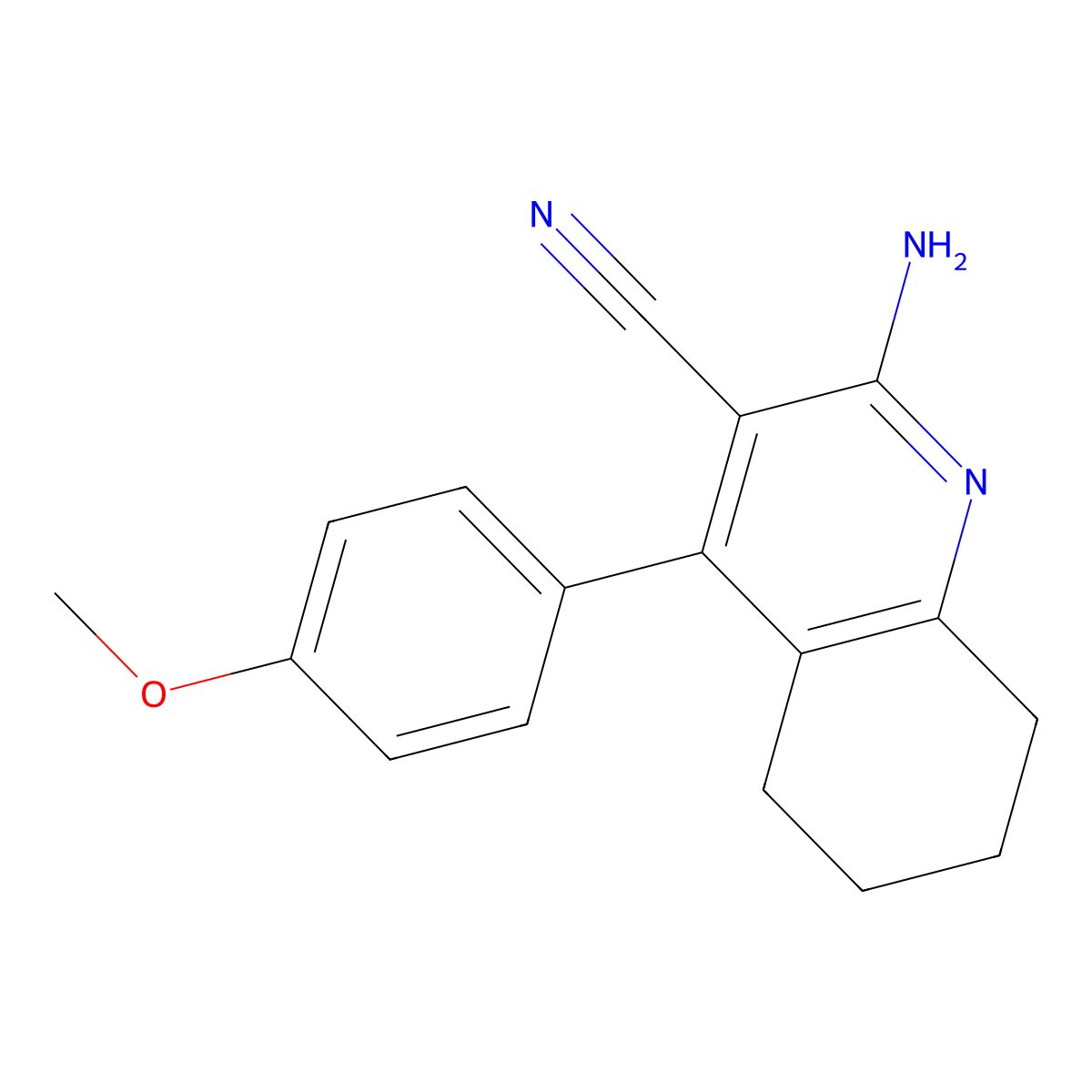 2-Amino-4-(4-methoxyphenyl)-5,6,7,8-tetrahydroquinoline-3-carbonitrile molecular structure, CAS 74873-46-4