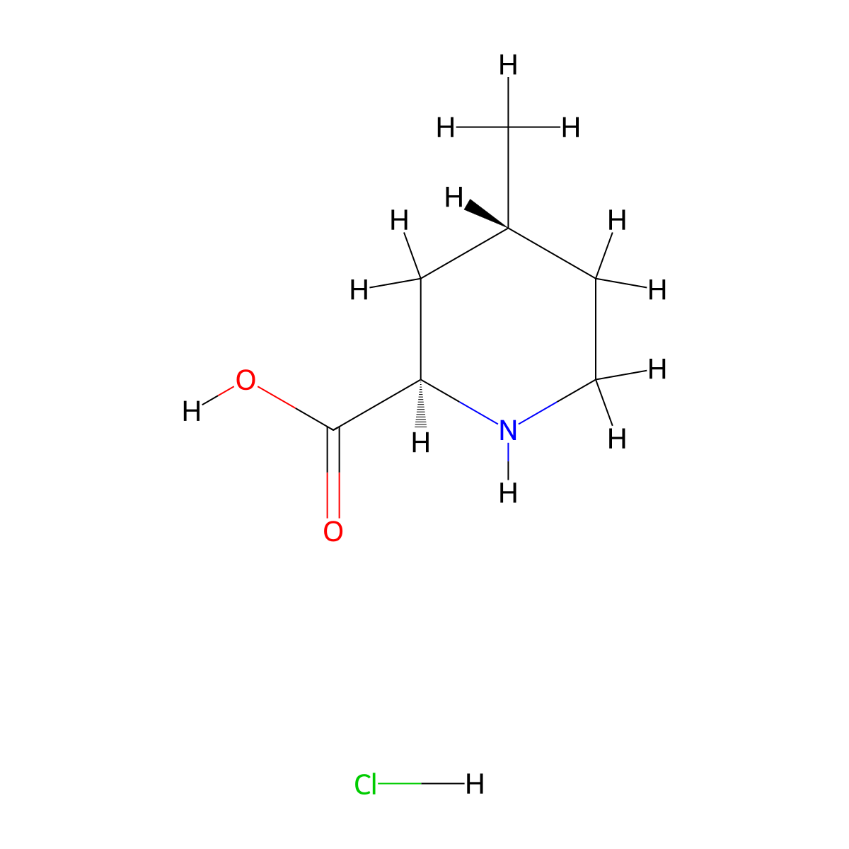 rac-(2R,4R)-4-methylpiperidine-2-carboxylic acid hydrochloride molecular structure, CAS 74874-05-8