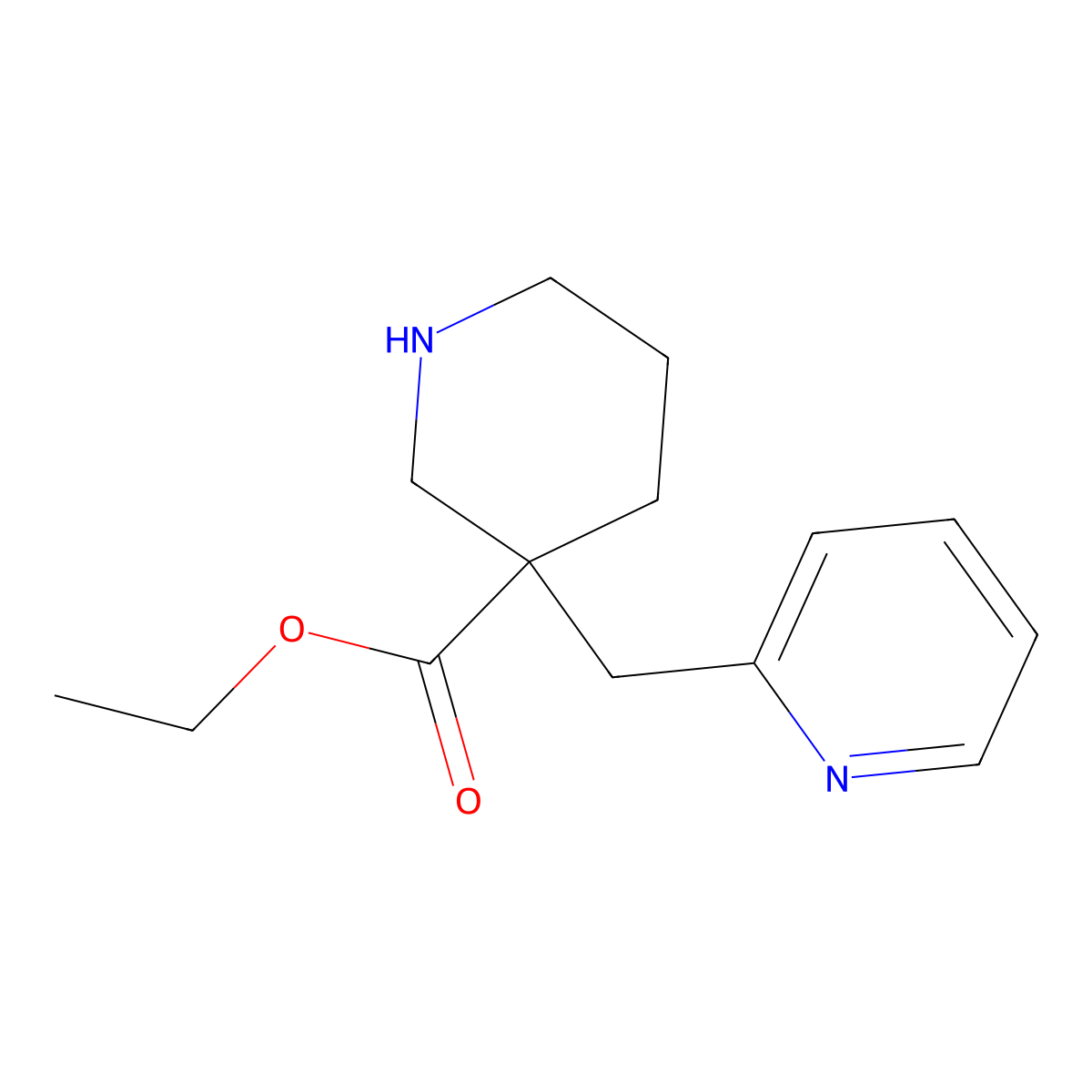 Ethyl 3-(pyridin-2-ylmethyl)piperidine-3-carboxylate molecular structure, CAS 748746-53-4
