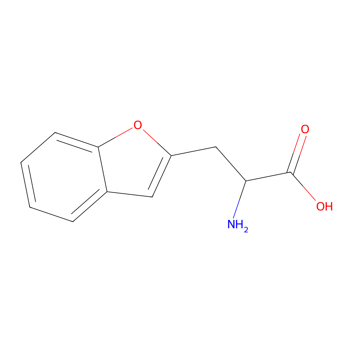 2-Amino-3-(1-benzofuran-2-yl)propanoic acid molecular structure, CAS 748752-63-8