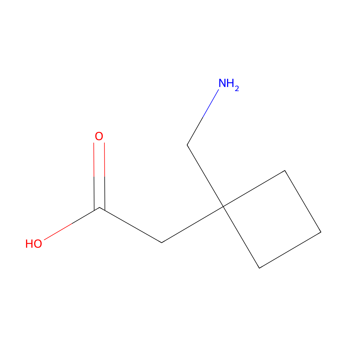 2-(1-(Aminomethyl)cyclobutyl)acetic acid molecular structure, CAS 748754-87-2