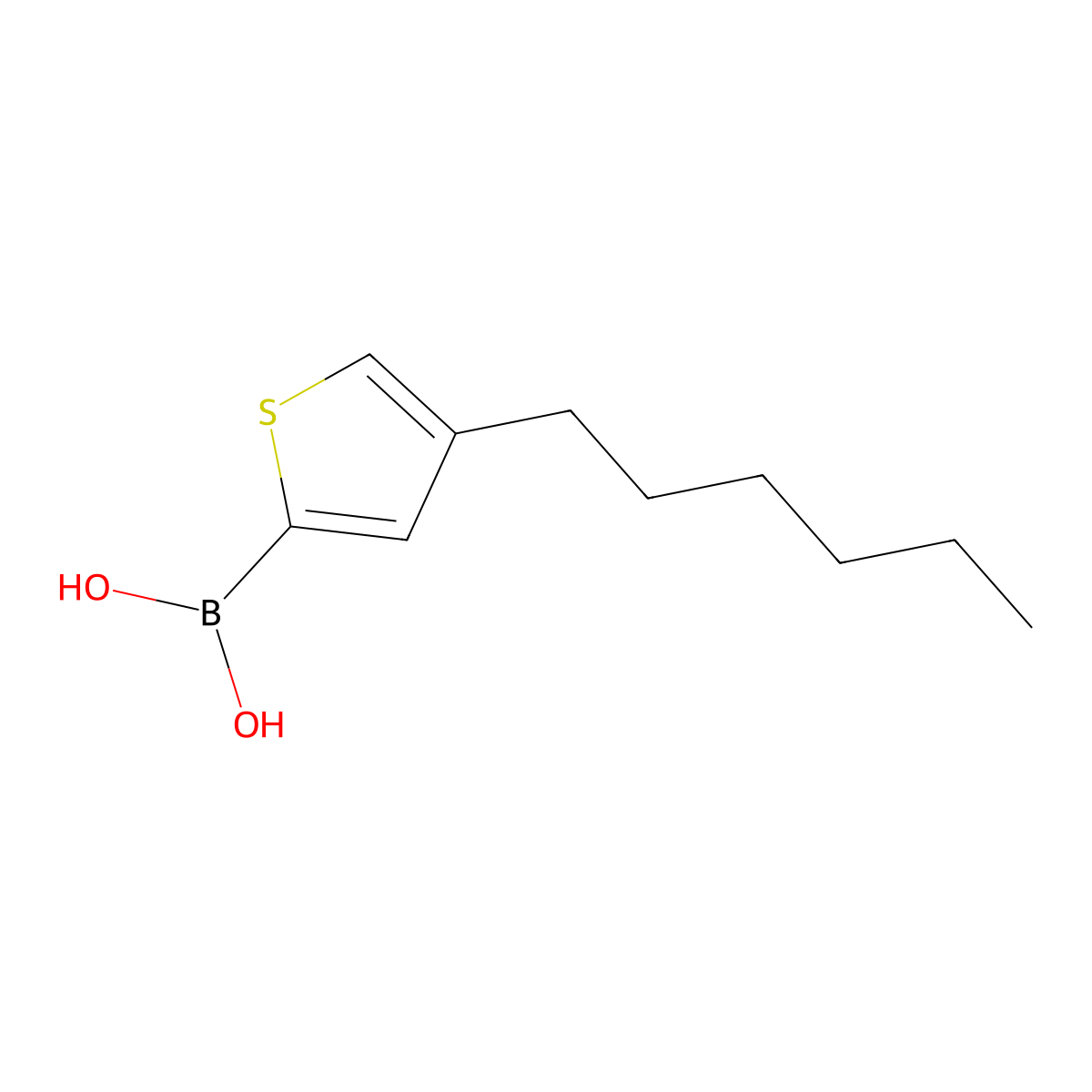 (4-Hexylthiophen-2-yl)boronic acid molecular structure, CAS 748763-44-2