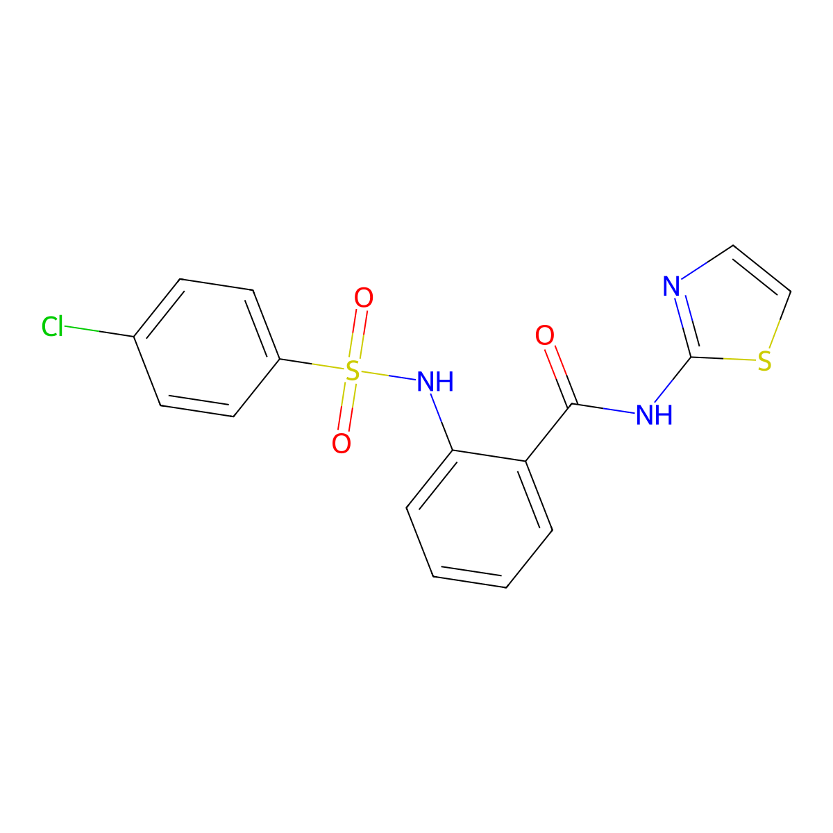 2-[(4-chlorophenyl)sulfonylamino]-N-(1,3-thiazol-2-yl)benzamide molecular structure, CAS 748774-26-7