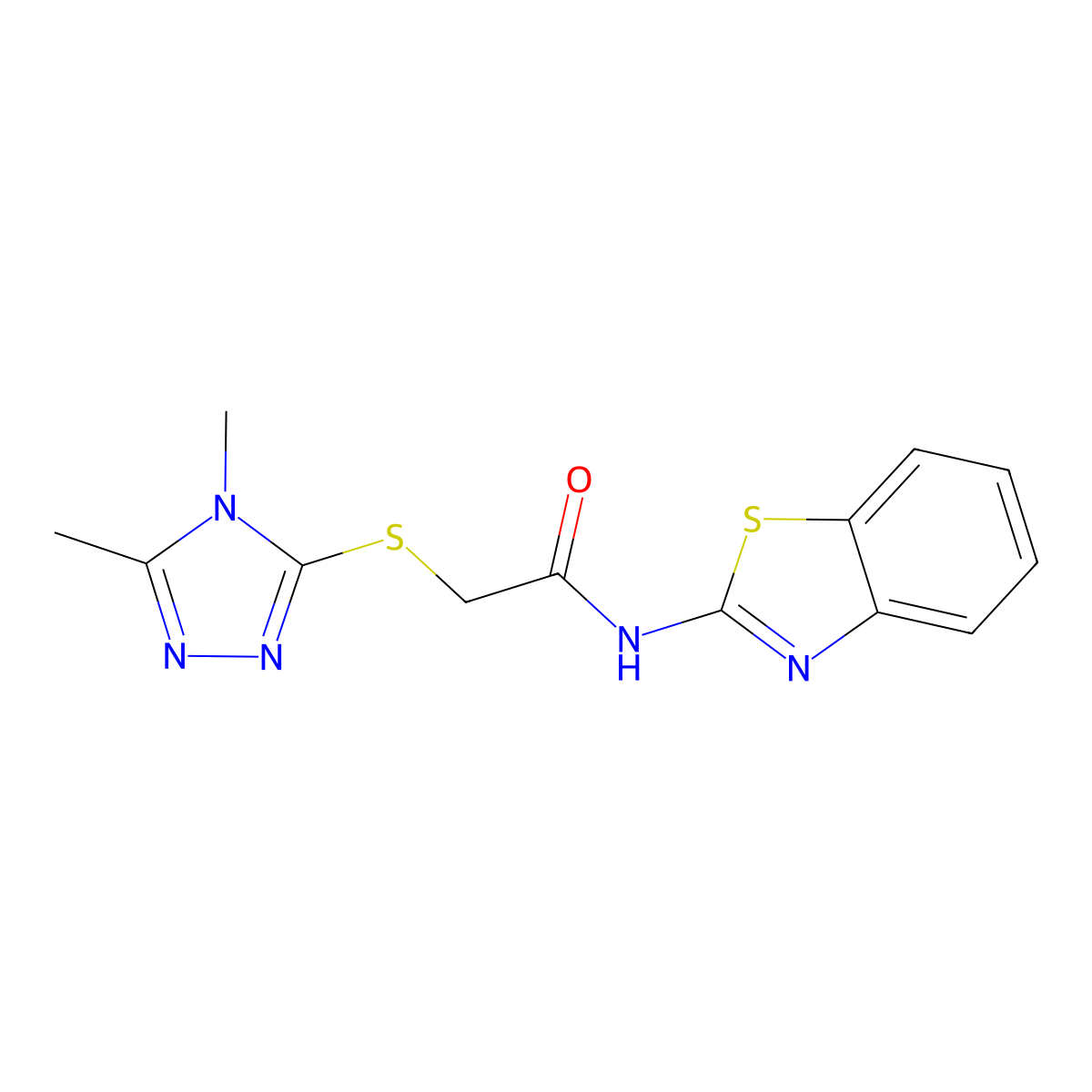 N-benzothiazol-2-yl-2-(4,5-dimethyl(1,2,4-triazol-3-ylthio))acetamide molecular structure, CAS 748774-46-1