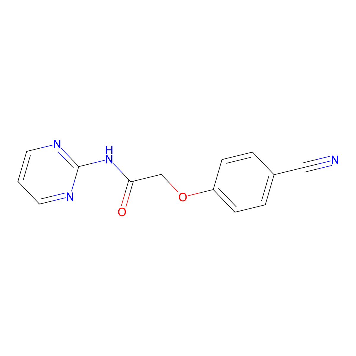 2-(4-cyanophenoxy)-N-(pyrimidin-2-yl)acetamide molecular structure, CAS 748775-12-4
