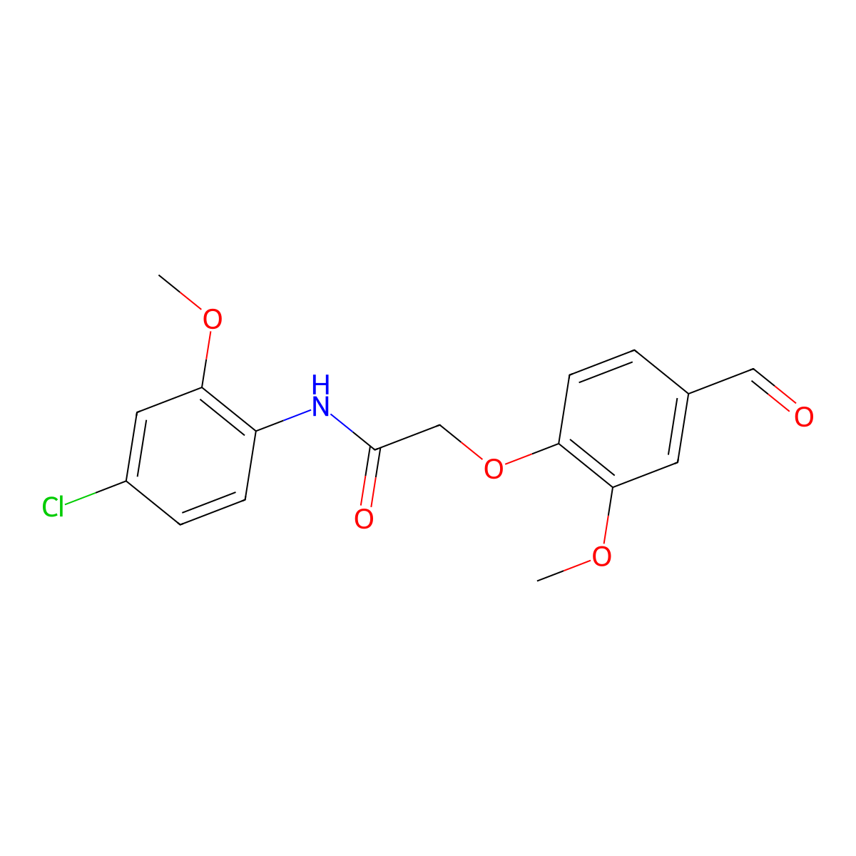 N-(4-chloro-2-methoxyphenyl)-2-(4-formyl-2-methoxyphenoxy)acetamide molecular structure, CAS 748776-40-1