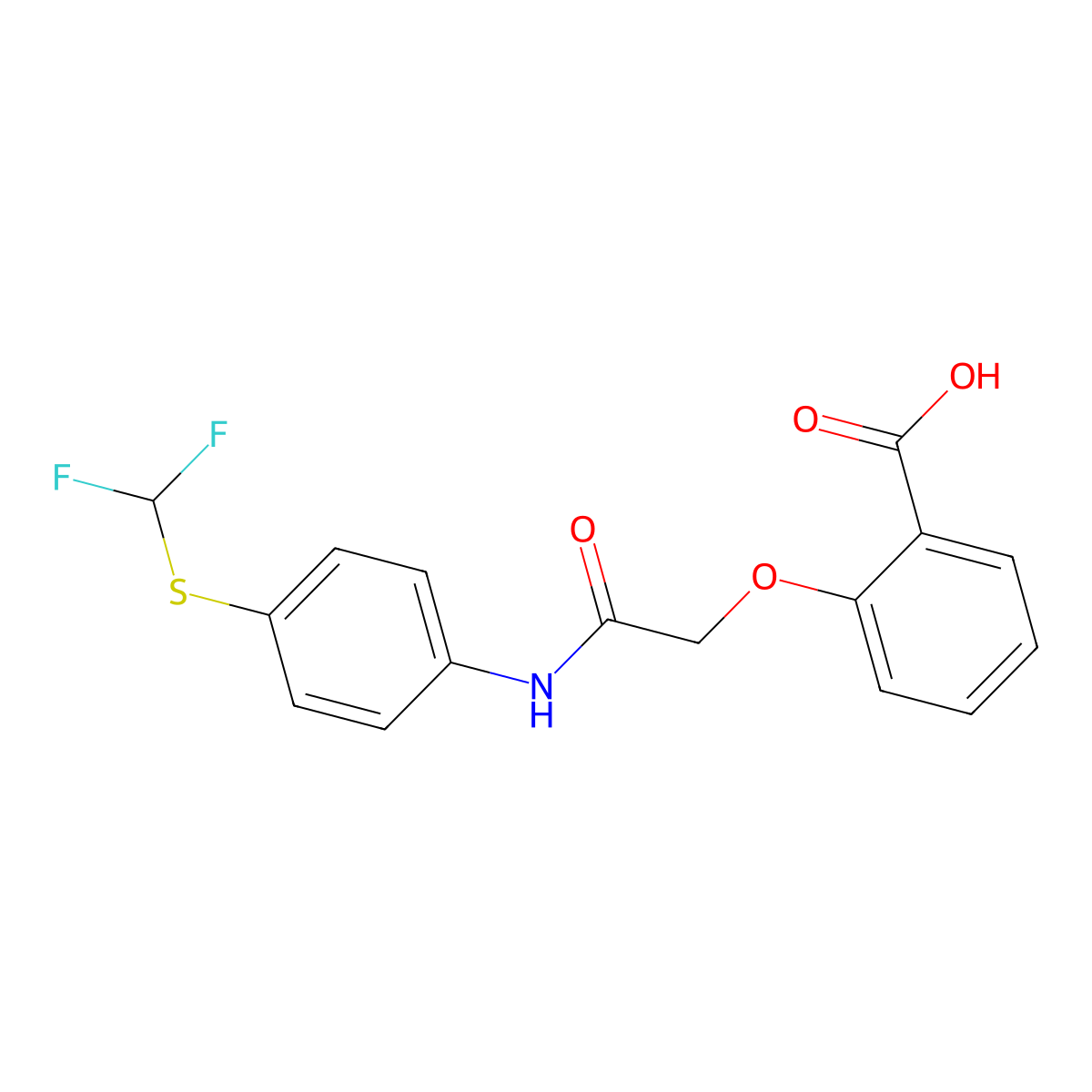 2-[({4-[(Difluoromethyl)sulfanyl]phenyl}carbamoyl)methoxy]benzoic acid molecular structure, CAS 748776-41-2