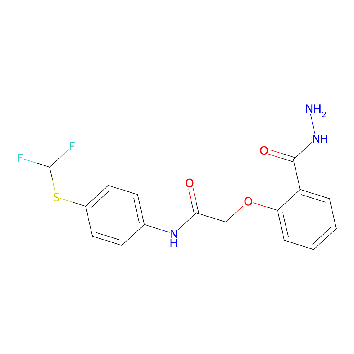 N-{4-[(difluoromethyl)sulfanyl]phenyl}-2-[2-(hydrazinecarbonyl)phenoxy]acetamide molecular structure, CAS 748776-45-6