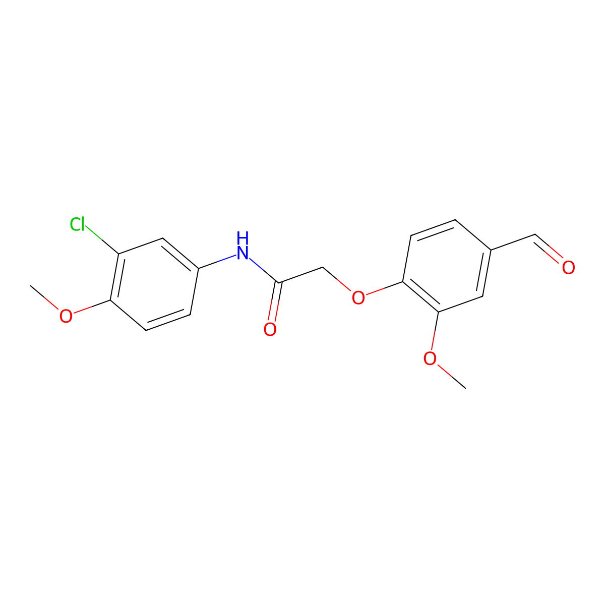 N-(3-chloro-4-methoxyphenyl)-2-(4-formyl-2-methoxyphenoxy)acetamide molecular structure, CAS 748776-46-7