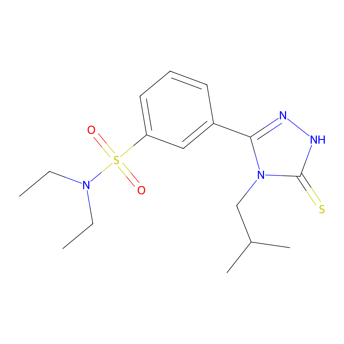 N,N-Diethyl-3-(4-isobutyl-5-mercapto-4H-[1,2,4]triazol-3-yl)-benzenesulfonamide molecular structure, CAS 748776-47-8