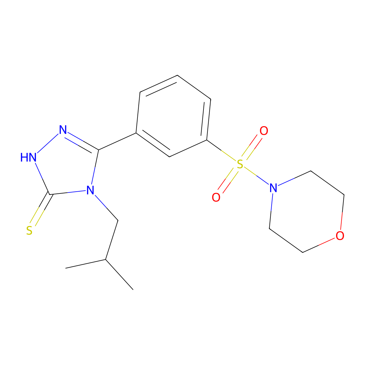 2,4-Dihydro-4-(2-methylpropyl)-5-(3-(4-morpholinylsulfonyl)phenyl)-3H-1,2,4-triazole-3-thione molecular structure, CAS 748776-49-0