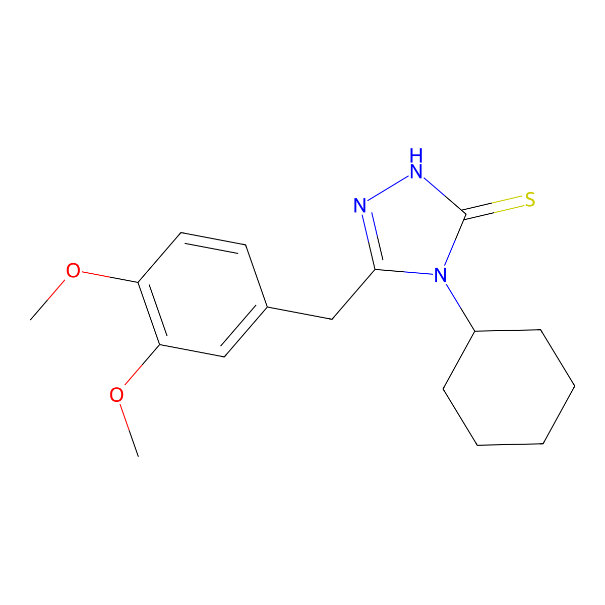4-cyclohexyl-5-[(3,4-dimethoxyphenyl)methyl]-4H-1,2,4-triazole-3-thiol molecular structure, CAS 748776-53-6