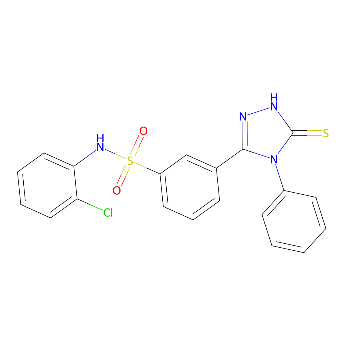 N-(2-chlorophenyl)-3-(4-phenyl-5-sulfanyl-4H-1,2,4-triazol-3-yl)benzene-1-sulfonamide molecular structure, CAS 748776-60-5