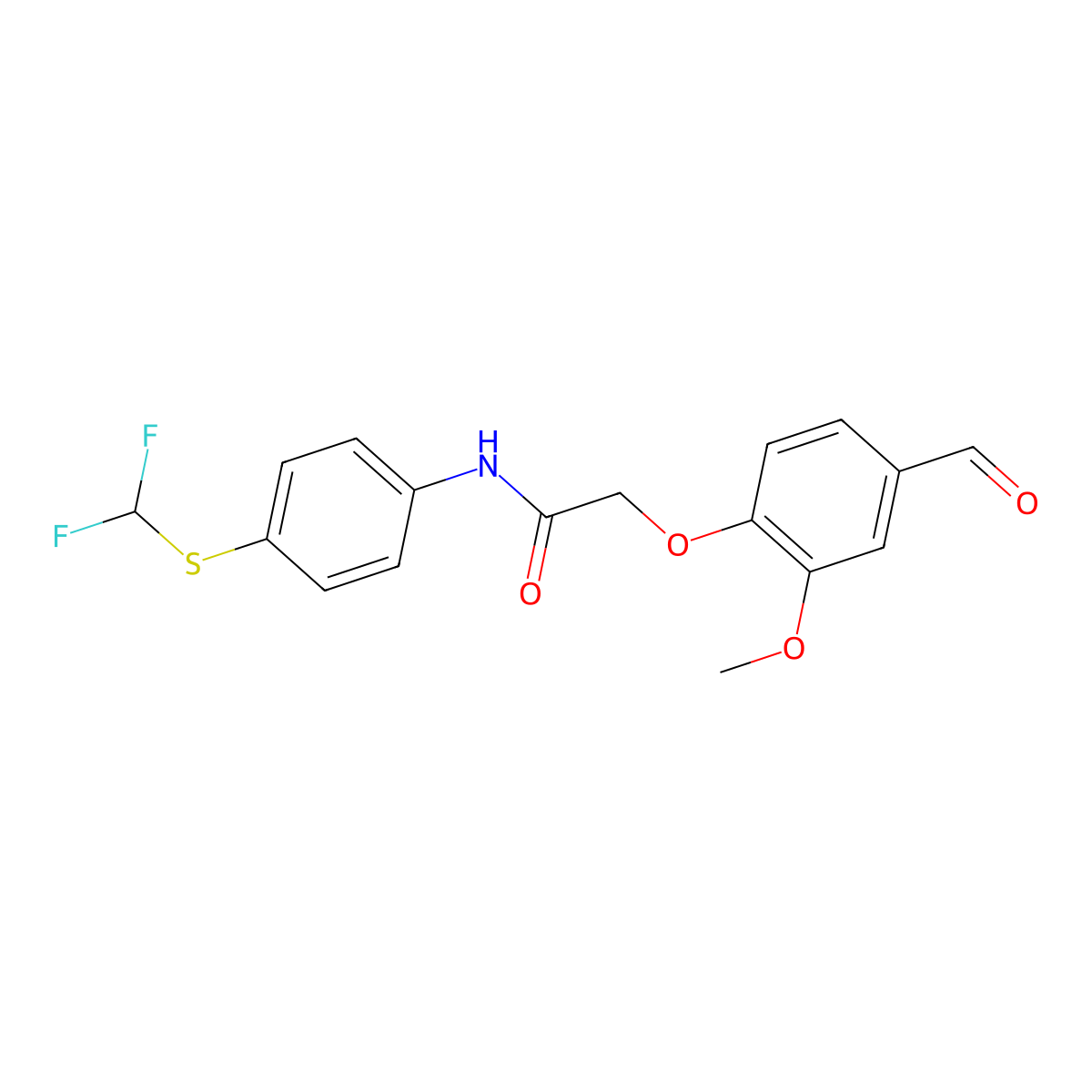 N-(4-Difluoromethylsulfanyl-phenyl)-2-(4-formyl-2-methoxy-phenoxy)-acetamide molecular structure, CAS 748776-66-1