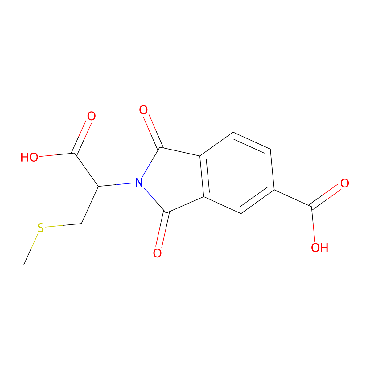 2-[1-carboxy-2-(methylsulfanyl)ethyl]-1,3-dioxo-2,3-dihydro-1H-isoindole-5-carboxylic acid molecular structure, CAS 748776-67-2