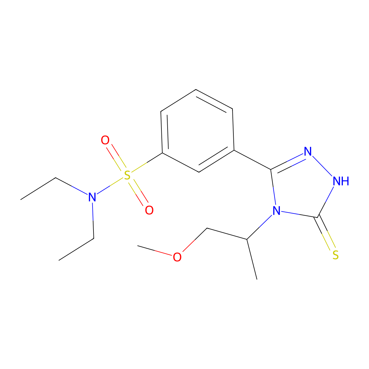 N,N-diethyl-3-[4-(1-methoxypropan-2-yl)-5-sulfanyl-4H-1,2,4-triazol-3-yl]benzene-1-sulfonamide molecular structure, CAS 748776-69-4