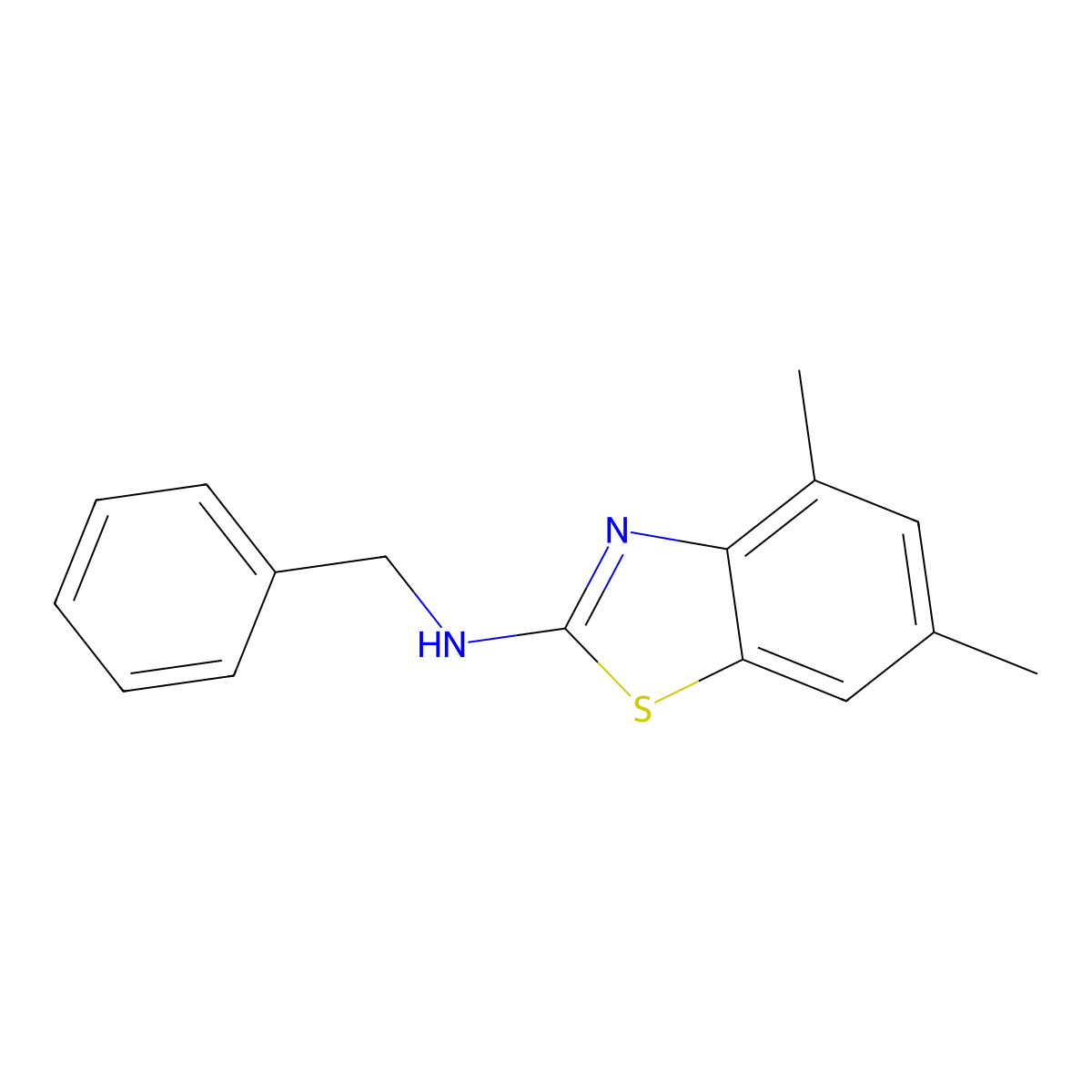 N-benzyl-4,6-dimethyl-1,3-benzothiazol-2-amine molecular structure, CAS 748777-75-5