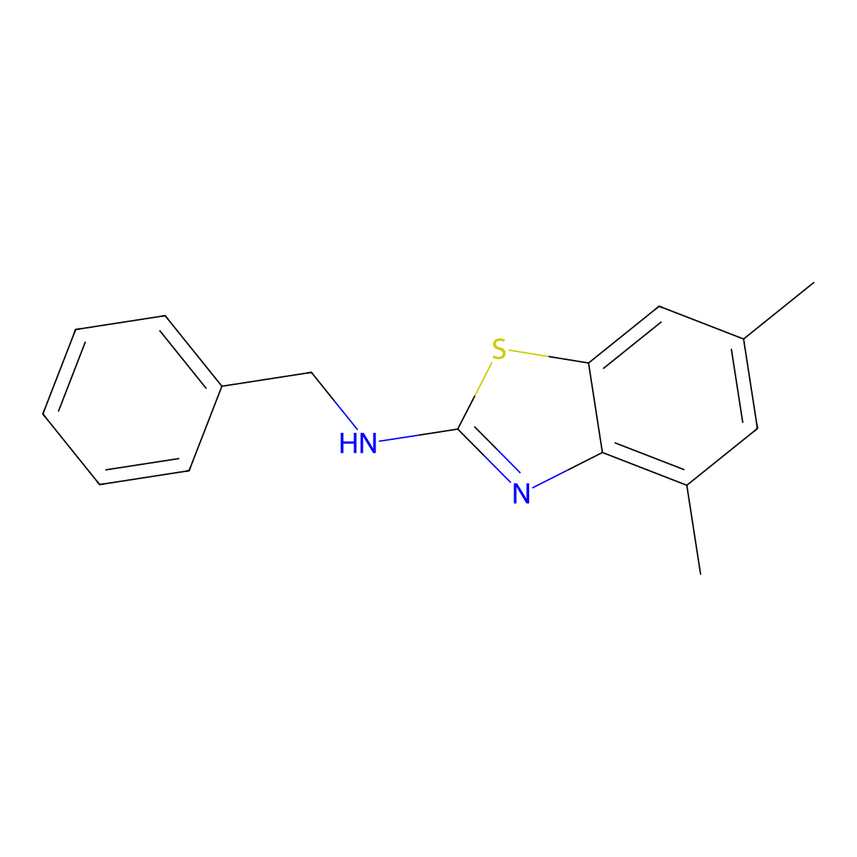 N-benzyl-4,6-dimethyl-1,3-benzothiazol-2-amine molecular structure, CAS 748777-75-5