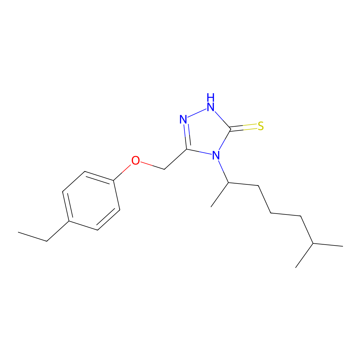 3-[(4-ethylphenoxy)methyl]-4-(6-methylheptan-2-yl)-1H-1,2,4-triazole-5-thione molecular structure, CAS 748778-09-8