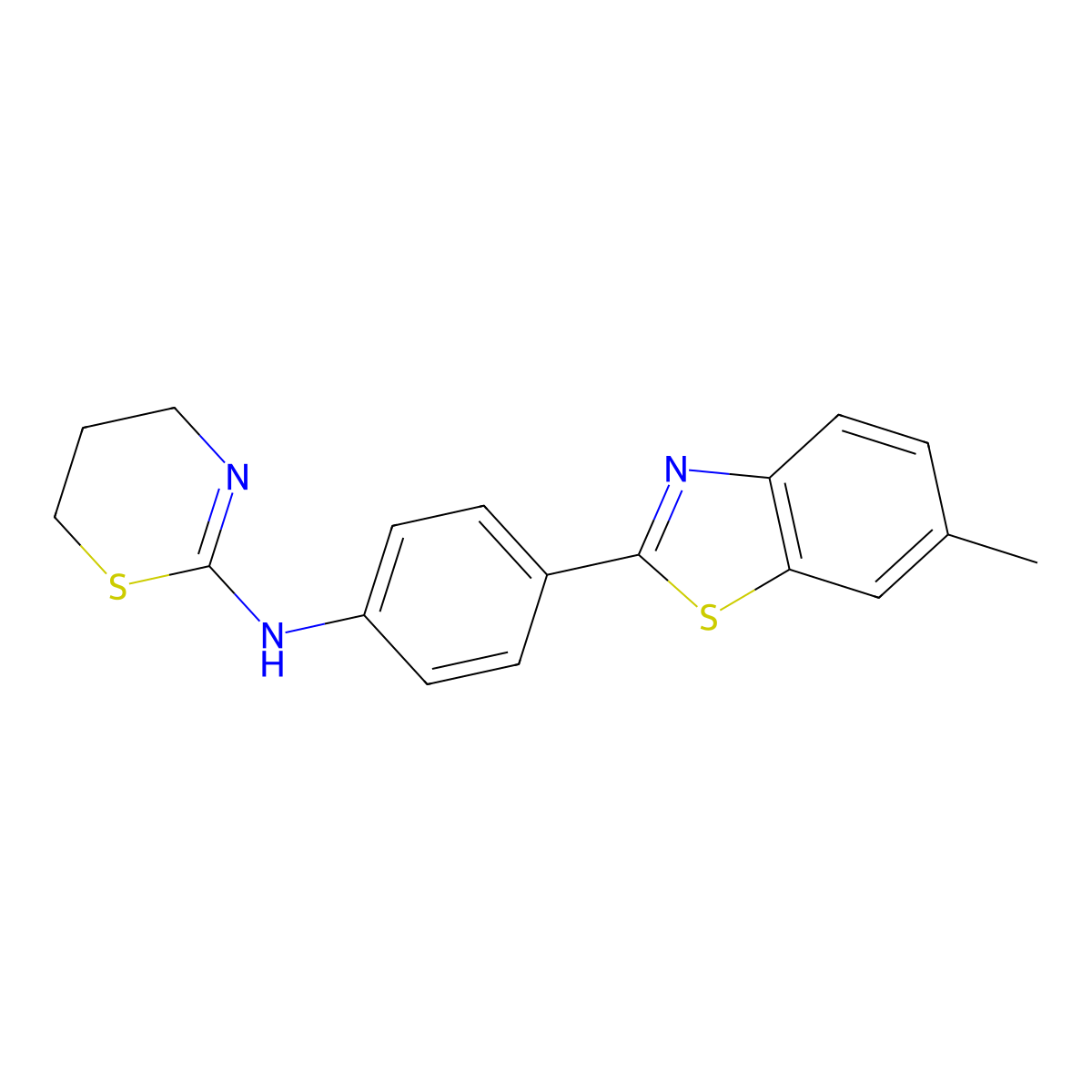 N-(4-(6-methyl-1,3-benzothiazol-2-yl)phenyl)-5,6-dihydro-4H-1,3-thiazin-2-amine molecular structure, CAS 748778-12-3