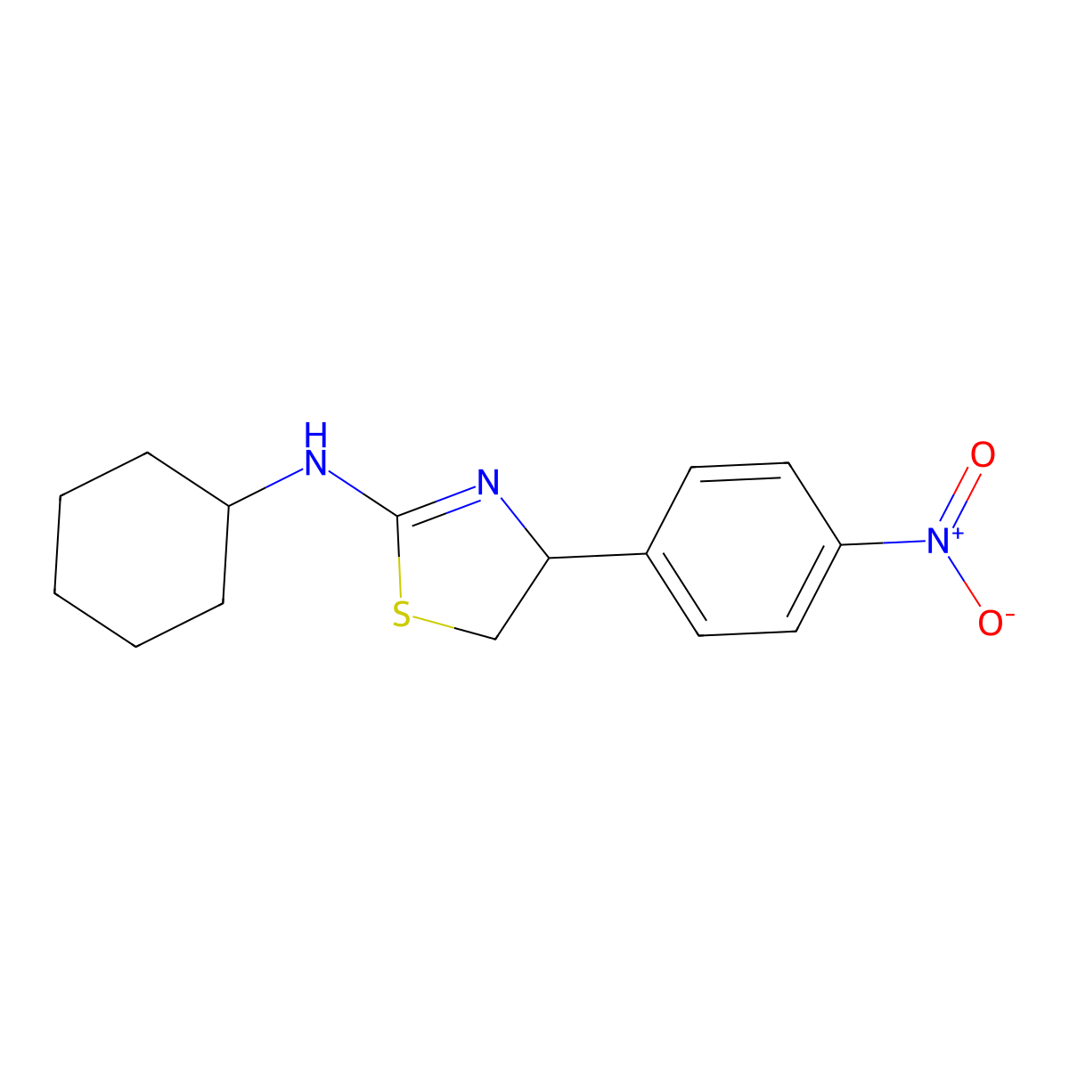 N-cyclohexyl-4-(4-nitrophenyl)-4,5-dihydro-1,3-thiazol-2-amine molecular structure, CAS 748778-14-5