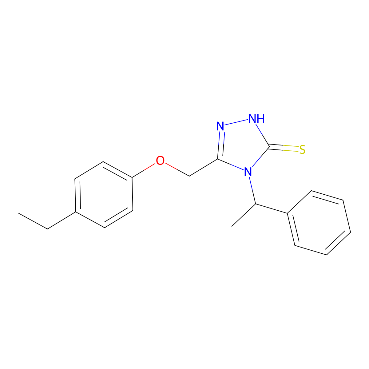 5-(4-ethylphenoxymethyl)-4-(1-phenylethyl)-4H-1,2,4-triazole-3-thiol molecular structure, CAS 748778-16-7