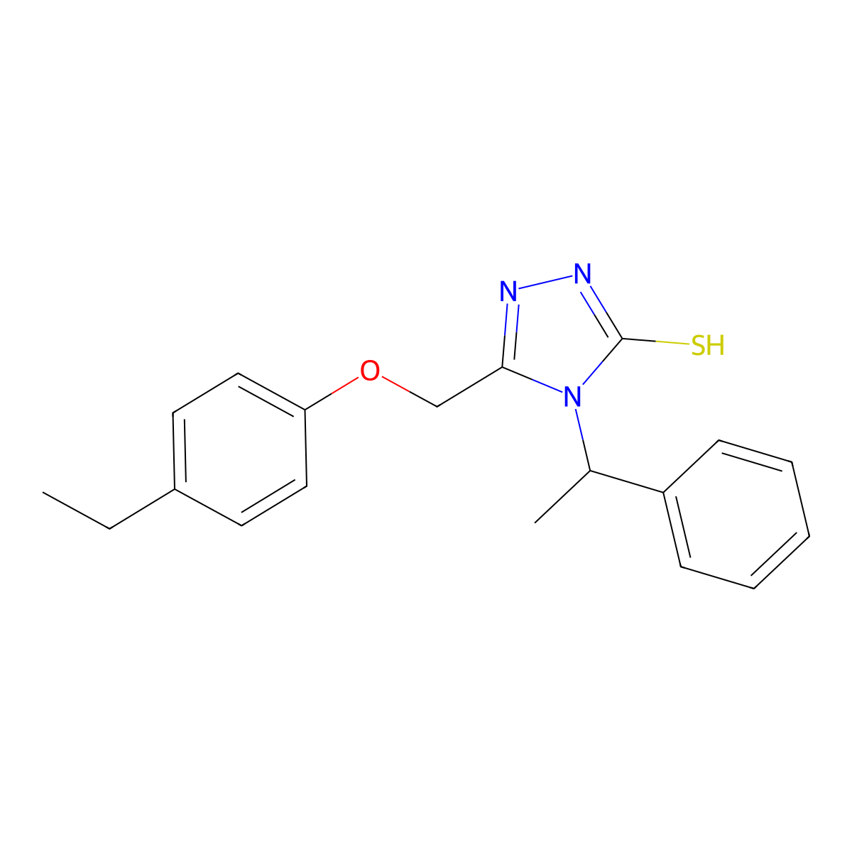 5-(4-ethylphenoxymethyl)-4-(1-phenylethyl)-4H-1,2,4-triazole-3-thiol molecular structure, CAS 748778-16-7