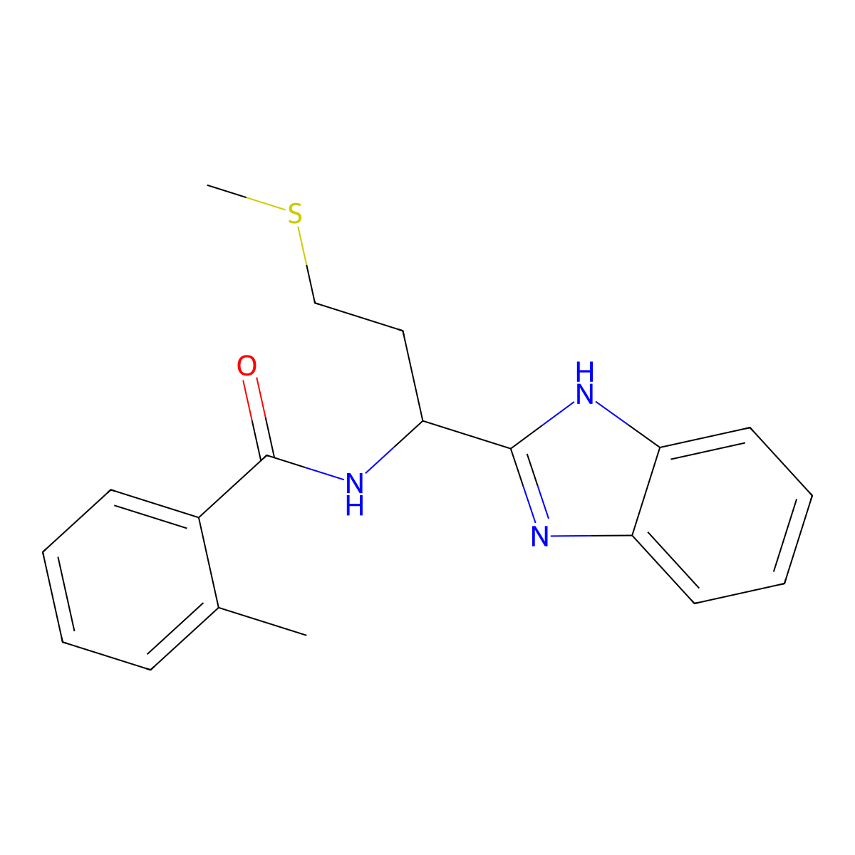 N-[1-(1H-benzimidazol-2-yl)-3-(methylsulfanyl)propyl]-2-methylbenzamide molecular structure, CAS 748778-92-9