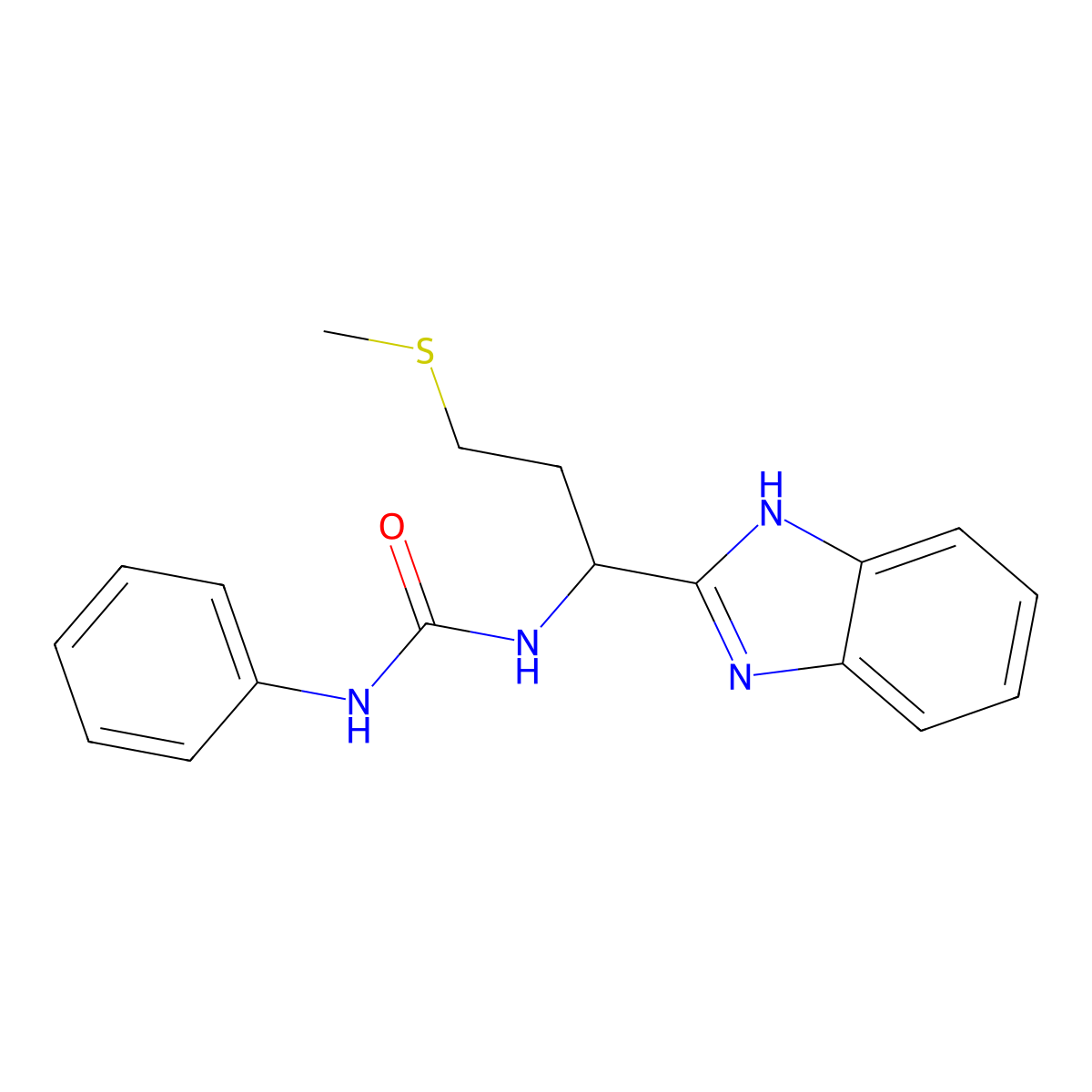 1-[1-(1H-benzimidazol-2-yl)-3-(methylsulfanyl)propyl]-3-phenylurea molecular structure, CAS 748778-99-6