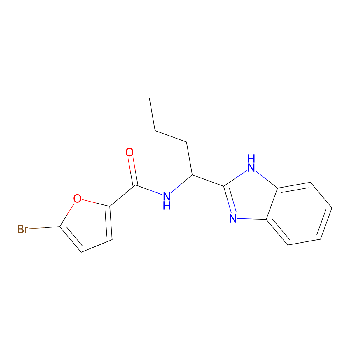 N-[1-(1H-benzimidazol-2-yl)butyl]-5-bromofuran-2-carboxamide molecular structure, CAS 748779-00-2