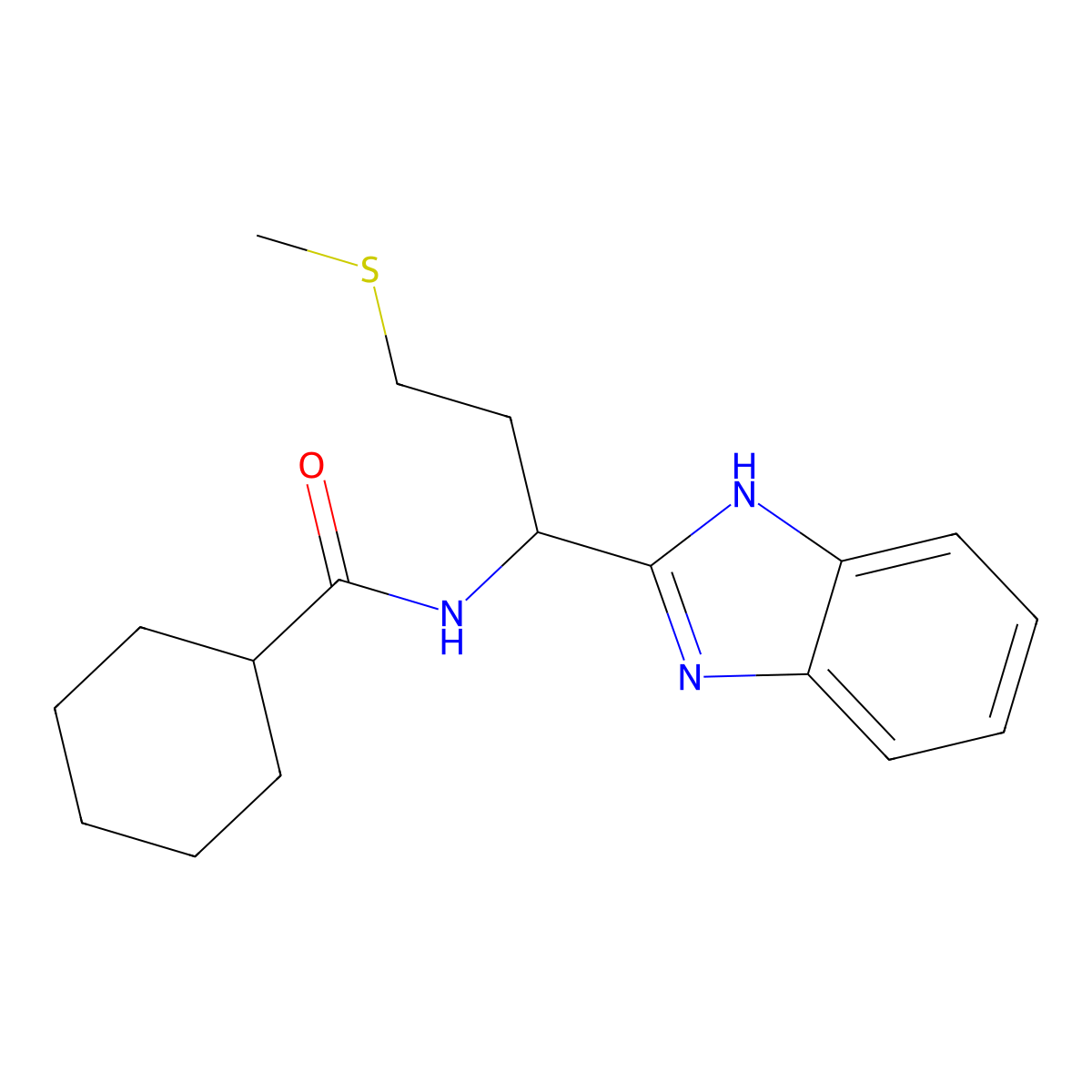N-[1-(1H-benzimidazol-2-yl)-3-(methylsulfanyl)propyl]cyclohexanecarboxamide molecular structure, CAS 748779-06-8