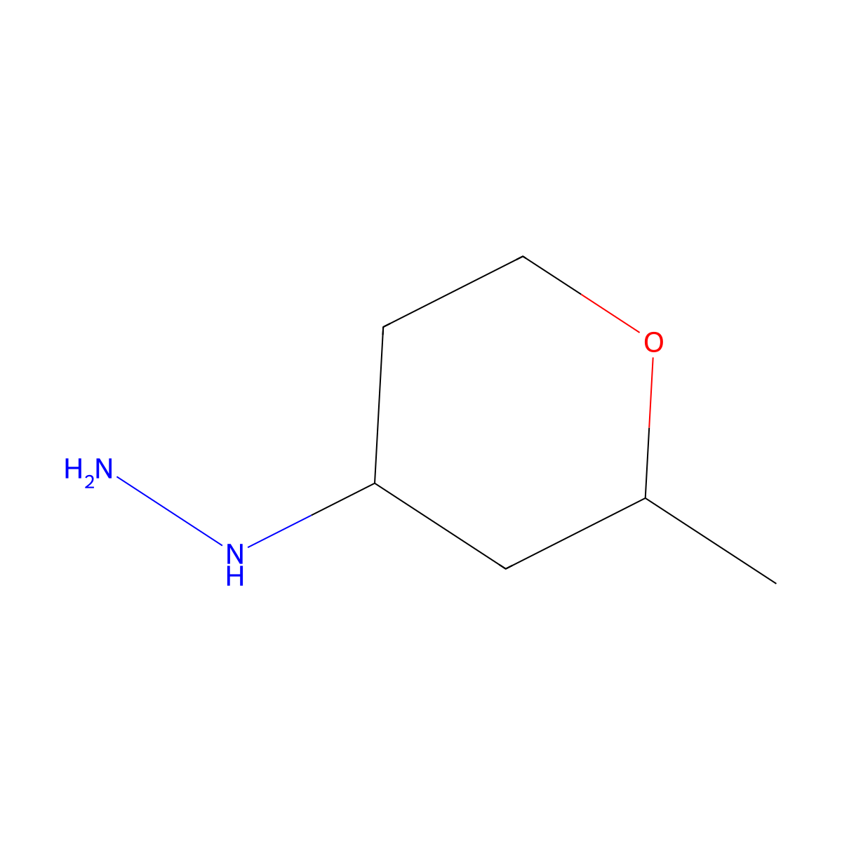 (2-methyltetrahydro-2H-pyran-4-yl)hydrazine molecular structure, CAS 748781-11-5