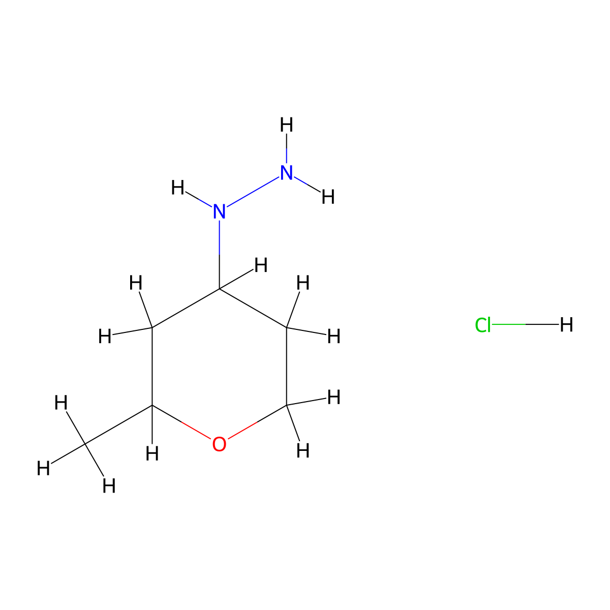 (2-Methyloxan-4-yl)hydrazine hydrochloride molecular structure, CAS 748781-12-6