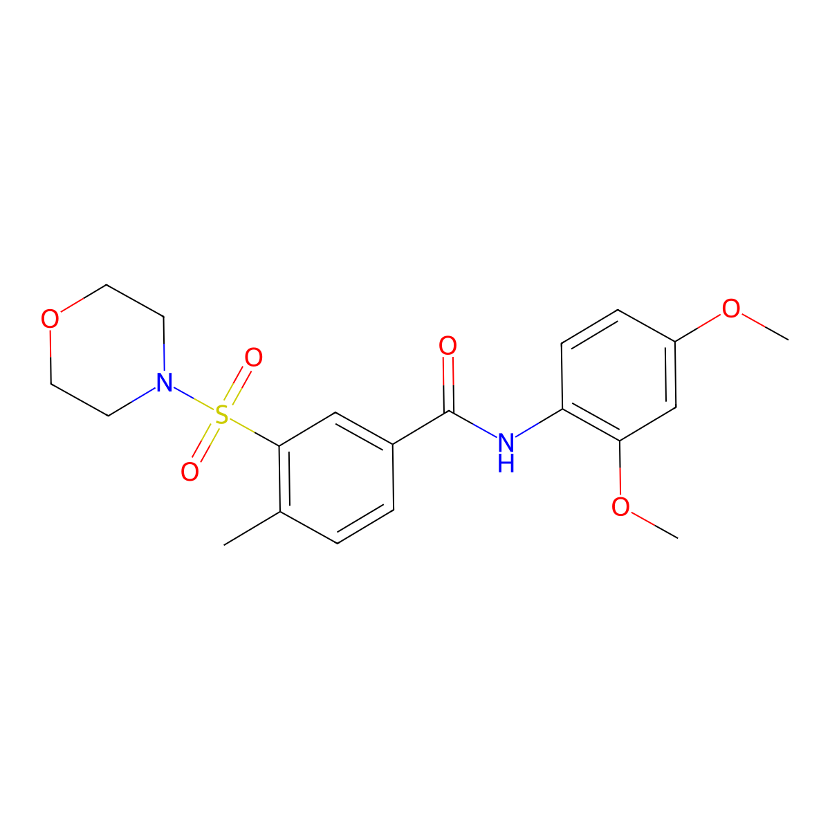 N-(2,4-dimethoxyphenyl)-4-methyl-3-(morpholine-4-sulfonyl)benzamide molecular structure, CAS 748785-89-9