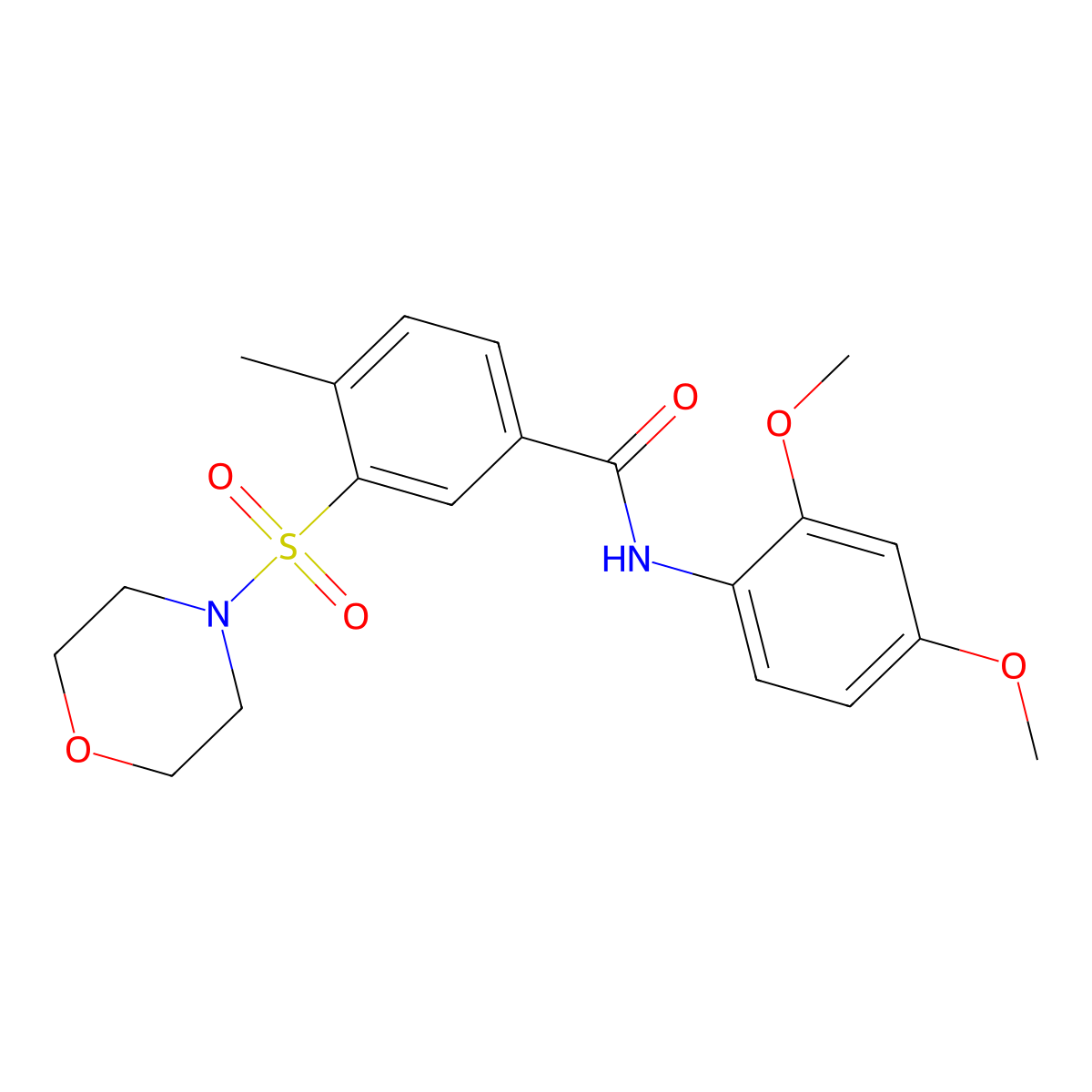 N-(2,4-dimethoxyphenyl)-4-methyl-3-(morpholine-4-sulfonyl)benzamide molecular structure, CAS 748785-89-9