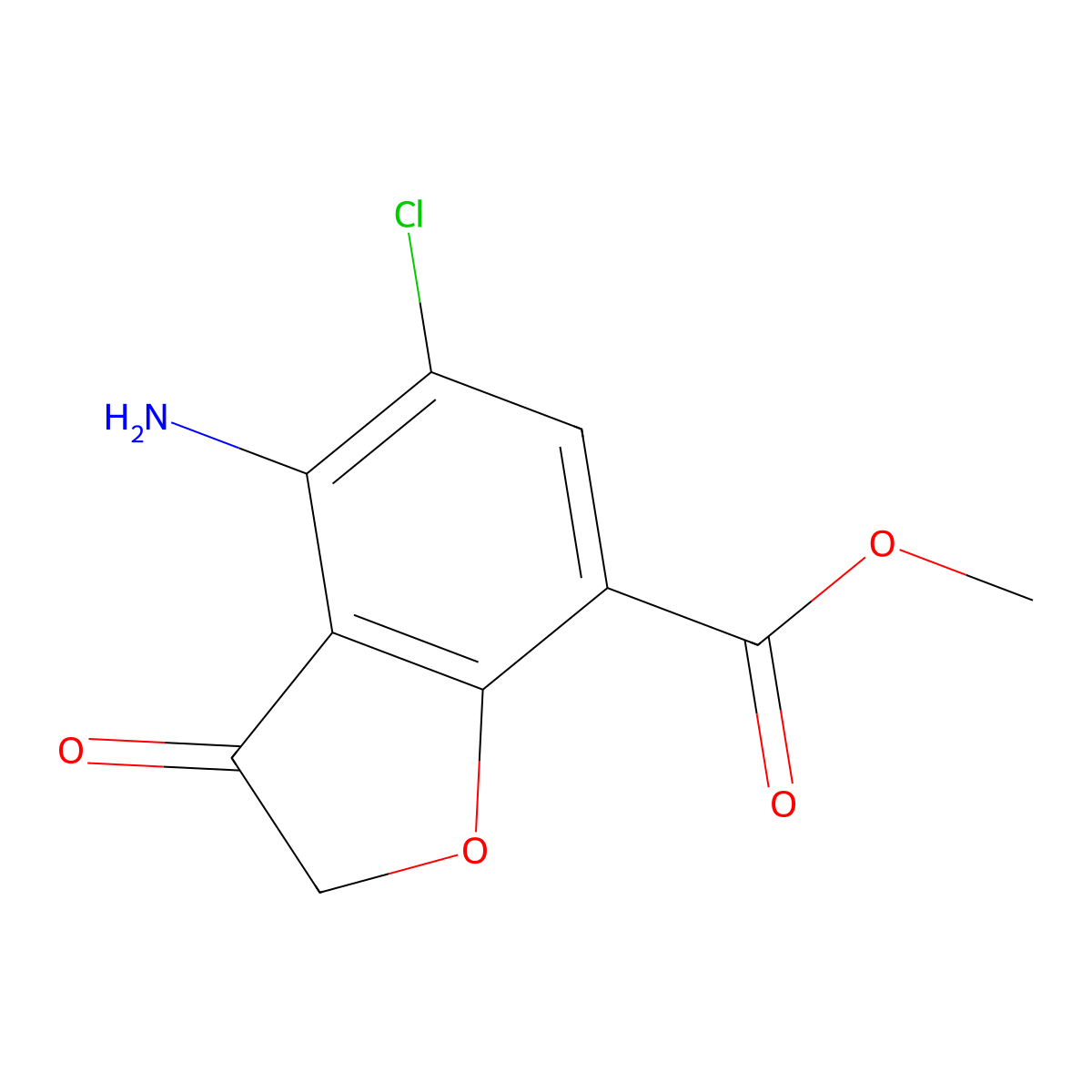 Methyl 4-amino-5-chloro-3-oxo-2,3-dihydrobenzofuran-7-carboxylate molecular structure, CAS 748788-37-6